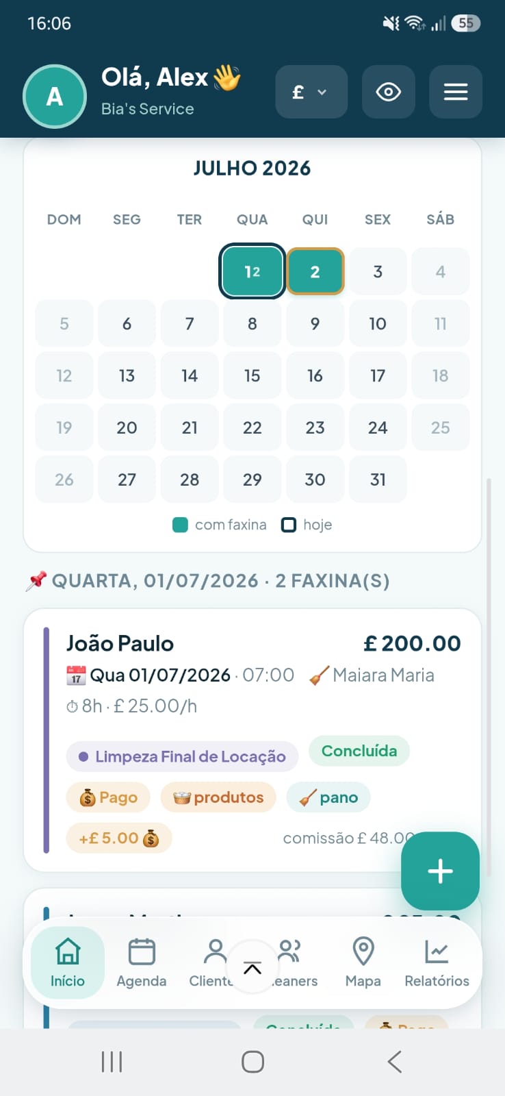 Agenda de faxinas
