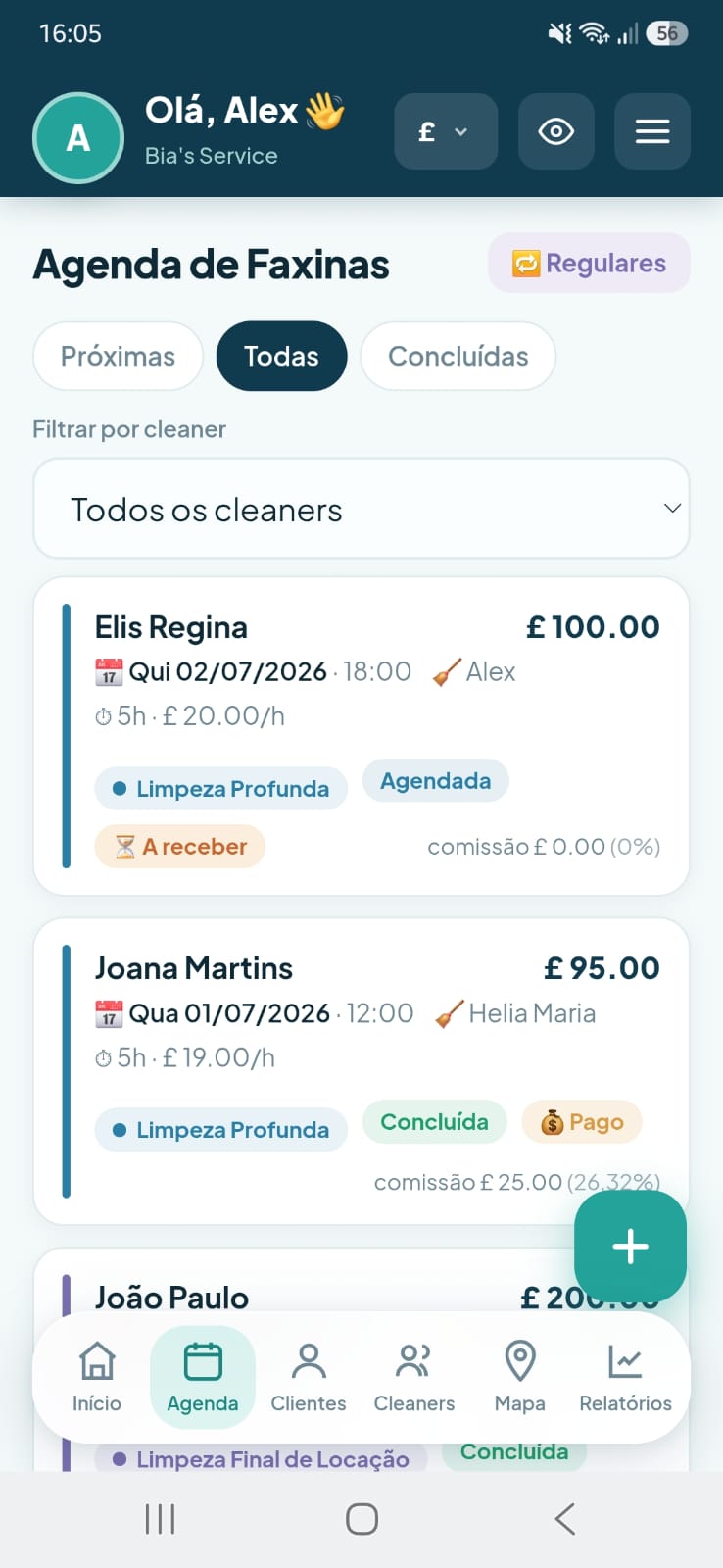 Agenda de faxinas detalhada